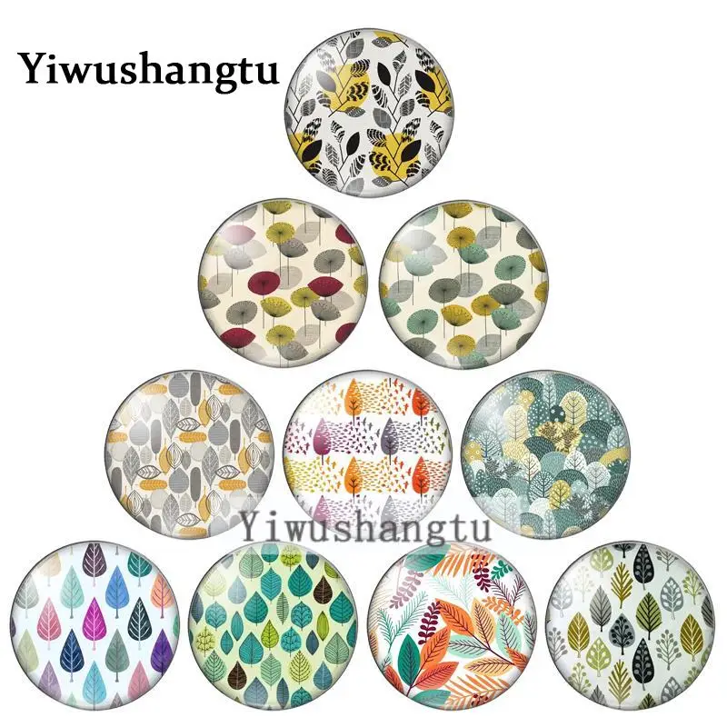 

Tree leaves Colourful tropical plant painting 12mm/18mm/20mm/25mm Round photo glass cabochon demo flat back Making findings