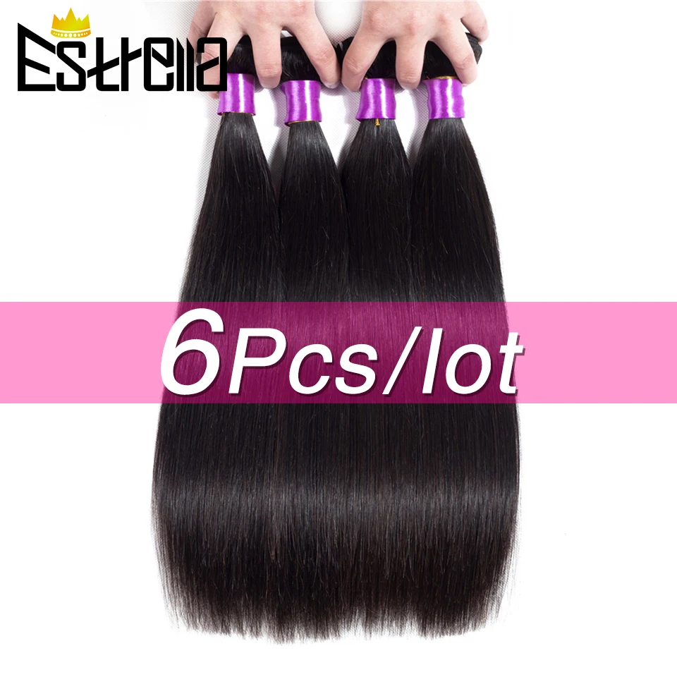 Gerade 6Pcs Bundles Brasilianische 100% Menschliches Haar Gerade Bundles 6 Teile/los Remy Natürliche Haar Deal 8-28 \