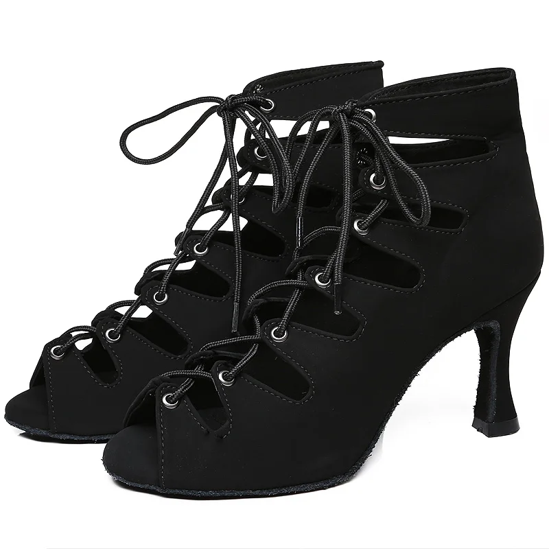 Chaussures de danse de salon pour femmes, bottes de salsa, chaussures de bachmi pour dames, chaussures de phtaline latine, noir et rouge, offre