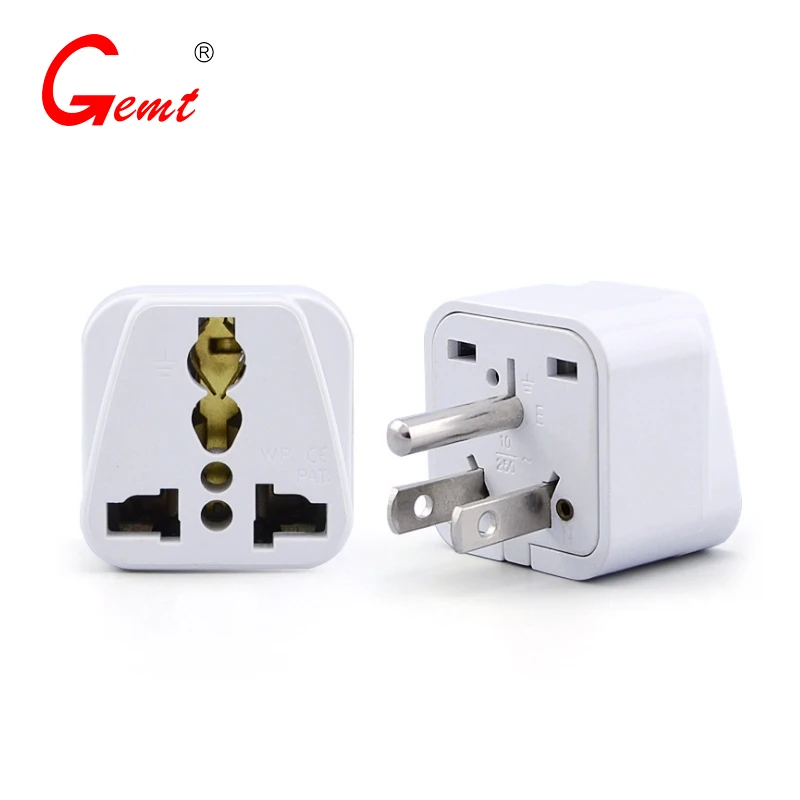 Universal USA Canada 3-Pin Travel Plug Adapter (Type B) Convert Europe UK India Australia To American Socket Round To Flat Pin