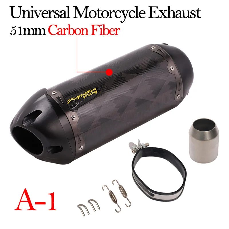 Slip On Full System Universal Motorcycle Exhaust Pile Carbon Escape Muffler For Z1000 ER6N GSX-S750 R6 Z900 Z250 CBR500 Ninja250