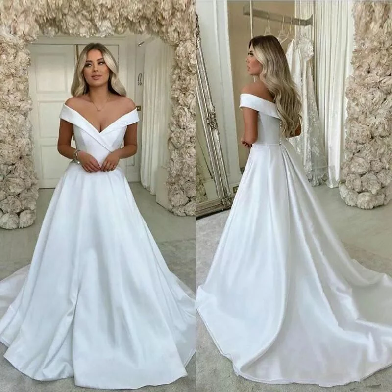 2021 spring robe de mariee vestido boho off the shoulder wedding Dress Robe De Soiree simple robe de soiree vestido de novia