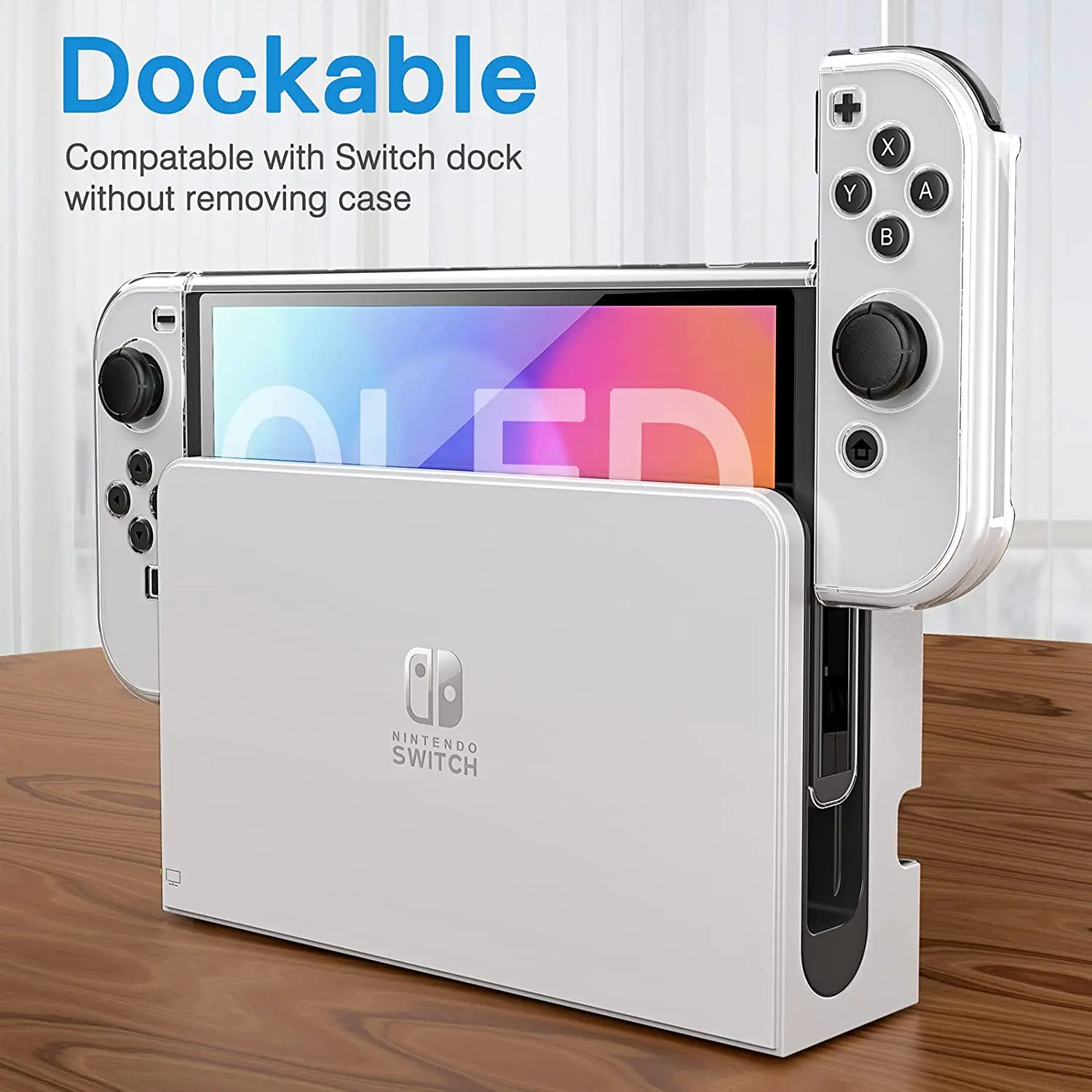 Heystop Case Compatibel Met Nintendo Switch Oled Model, Dockbare Pc Beschermhoes Cover Voor 2021 Nintendo Switch Oled