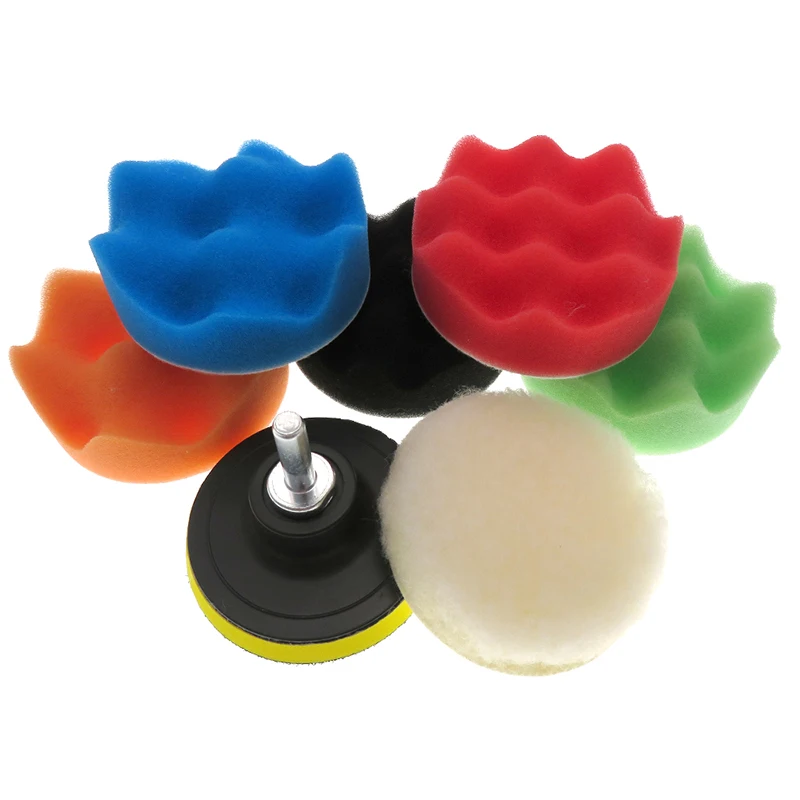 Set di spugne per lucidatura da 9 pezzi Set di tamponi per lucidatura per Auto da 3/5/6/7 pollici ceratura per lucidatura automatica con adattatore per trapano M14 per strumenti di pulizia Auto