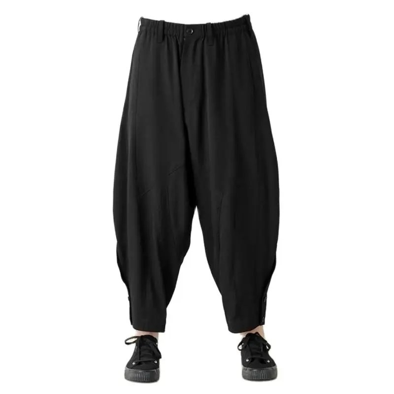 

Men's Pants Spring Fall Fashion Loose Wide-leg Pants Nine Cent Pants Men's Casual Pants Large Size Yamamoto Style Black