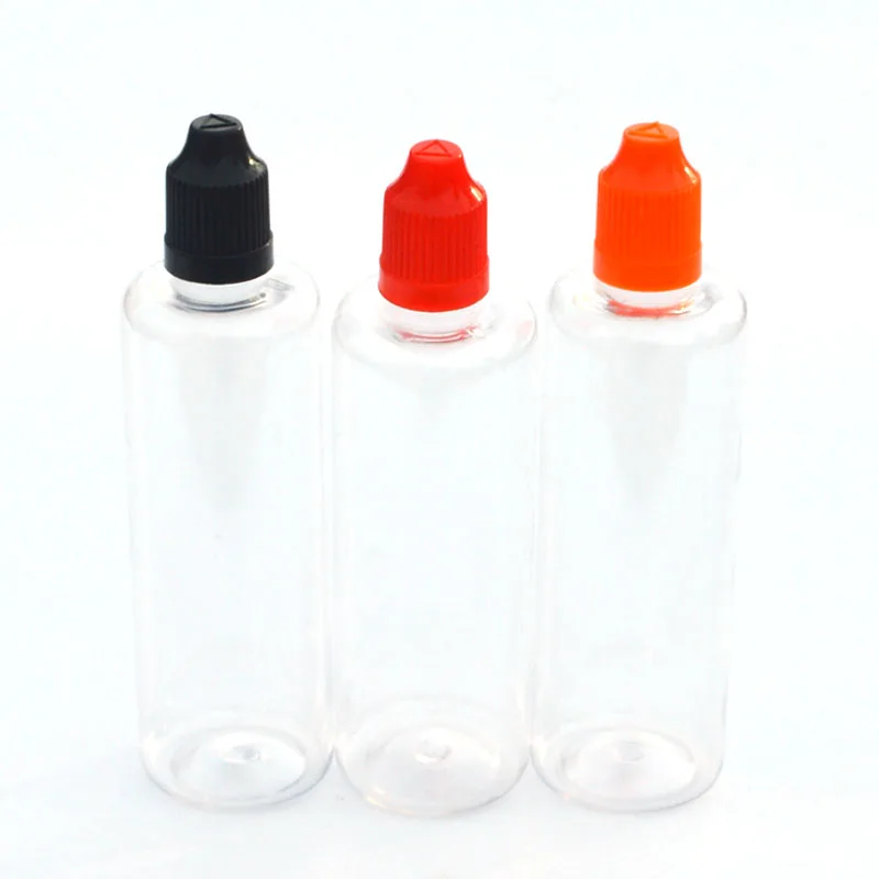 100pcs Empty 100ml PET Plastic Dropper Bottle E Liquid Bottles With Child Proof Cap Clear Hard Vial