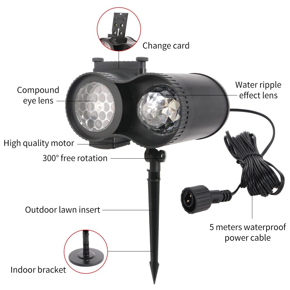 Projecteur Laser LED 12 diapositives de noël, imperméable conforme à la norme IP65, éclairage d'extérieur, flocons de neige, lumière de scène