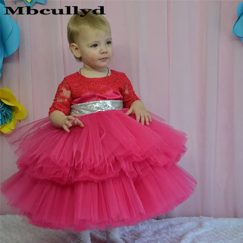 Mbcullyd Puffy Tulle ดอกไม้ชุดสาว2023แขนครึ่งประกวดชุดสำหรับสาวน้อยเด็กชุดแต่งงาน