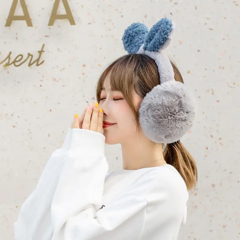 Winter Autumn Warm Faux Fur Ear Muffs Cute Cat Ear Earflap Rabbit Fur Earmuff for Girls Ear flap Ladies Plush Ear muffs Women