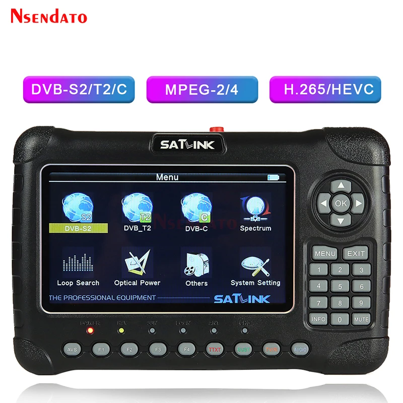 

Satlink WS-6980 DVB-S2/T2/C COMBO Satellite signal SatFinder Meter 7" inch H.265 MPEG-4 Spectrum Analyzer Satellite sat finder