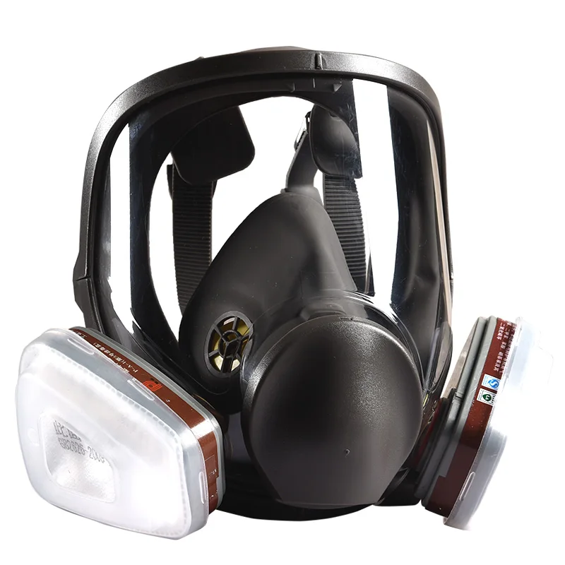 7-In-1 Full Face 6800 Gas Respirator Silica Gel Dust Mask Dual Filtering Cartridge For Painting Spraying Polishing Work Safety