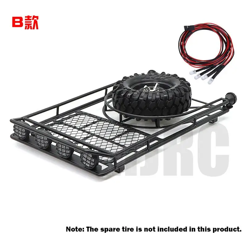 Metalowy dach stojak z 4 LED światła do 1:10 samochód zdalnie sterowany RC SCX10II 90046 90047 SCX10 D90 Wrangler Trx4 bagażnik