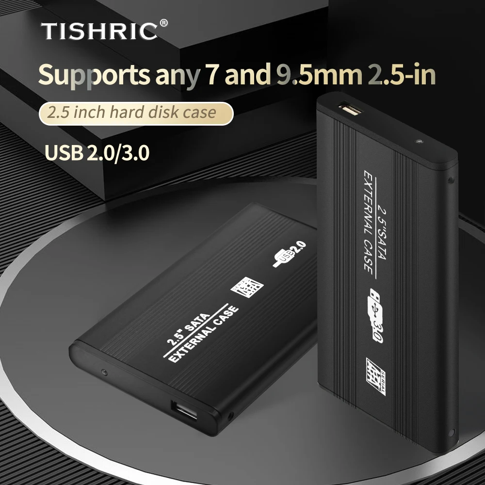 TISHRIC 2.5 بوصة HDD صندوق القرص الصلب قالب أقراص صلبة Sata إلى Usb صندوق القرص الصلب دعم المكونات الساخنة لنظام التشغيل Windows Mac