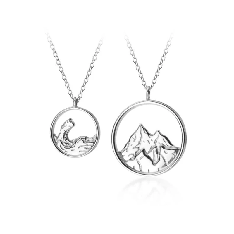 Couple Romantic Sweet Gift Ocean Mountain Vows Silver Color Necklace For Women Fashion Jewelry Party Birthday Gift image 5