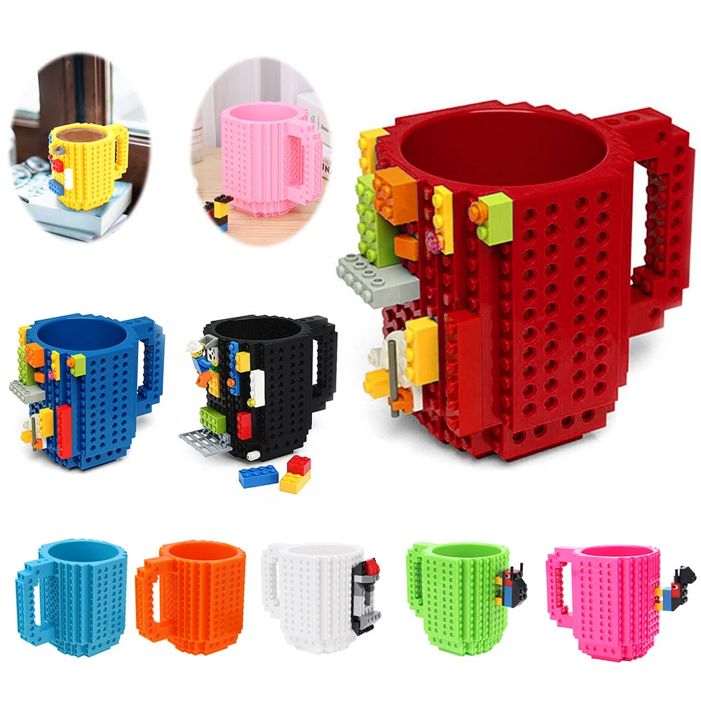 Creative Mug Cup Building Blocks Set DIY Build-on Brick Toys For Children 350ml Milk Coffee Water Cups Educational Toys Kid Gift