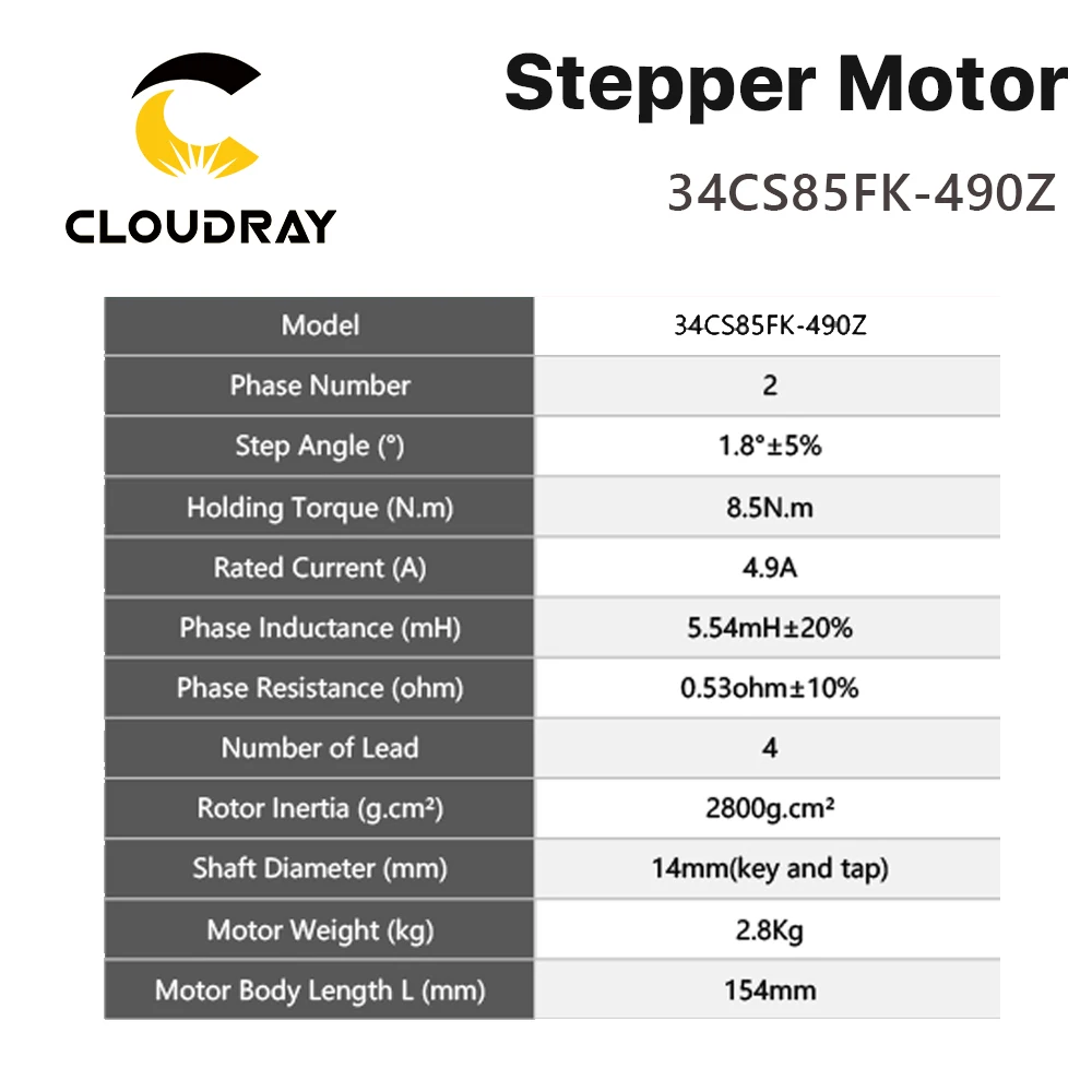 Imagem -06 - Cloudray-motor de Passo Nema 34 Servo Motor de Fases a com Freio para Roteador Cnc Máquina Fresadora