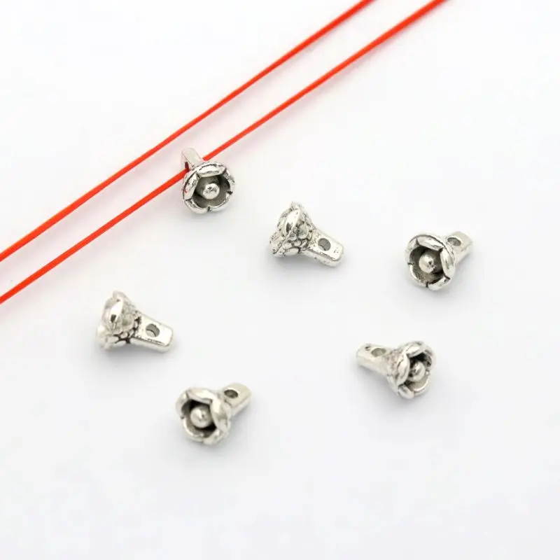 30 stücke anqitue Farbe 2 4 Löcher Blume Abstand halter lose Knopf Metall Charm Perlen für Schmuck machen DIY Armband finden Access oreis – Detail 3
