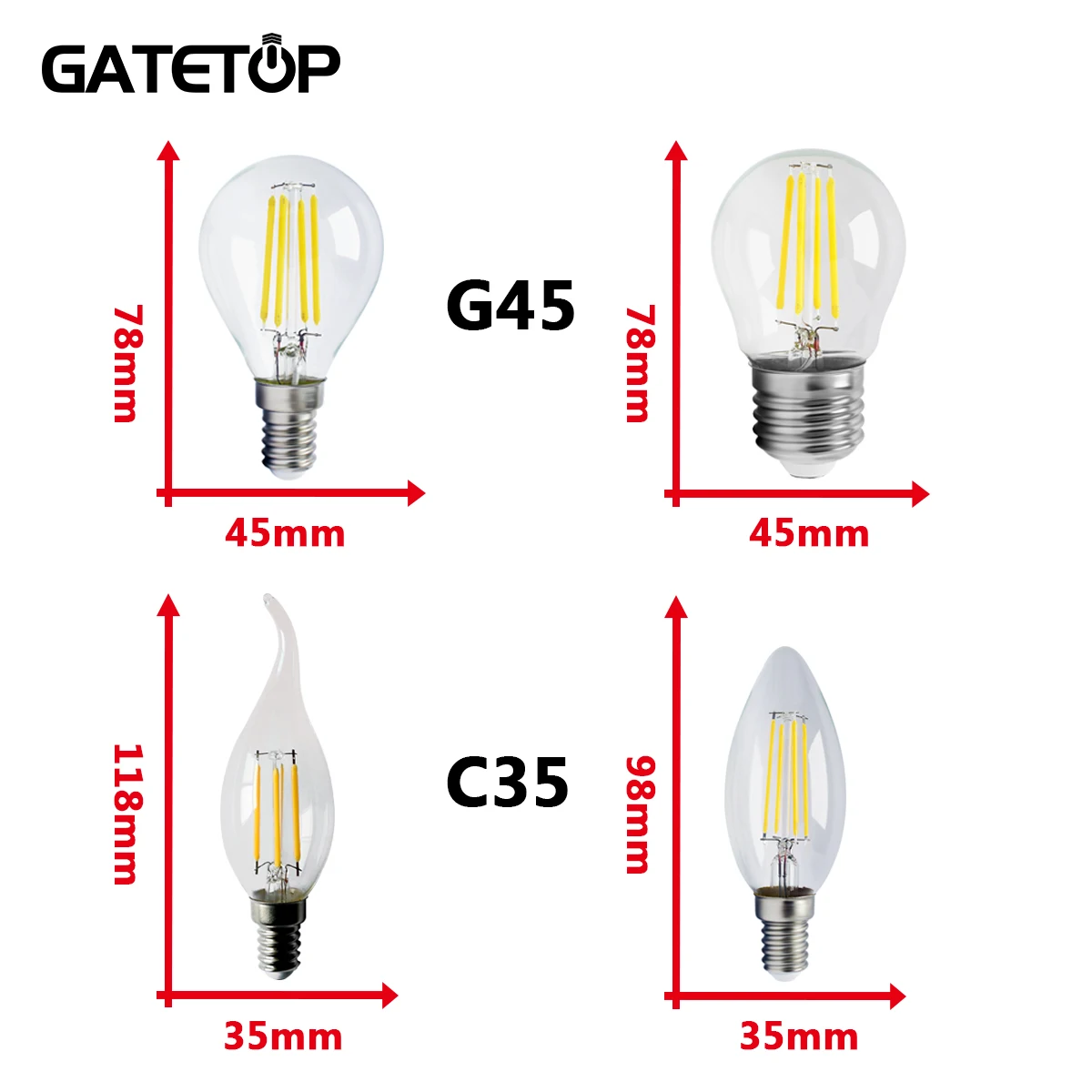 Led Retro Edison AC220V Lamp E14/E27/E22 Clear Glass Bulb Warm Home Decoration Vintage  Lampe En Verre Flexible Lighting