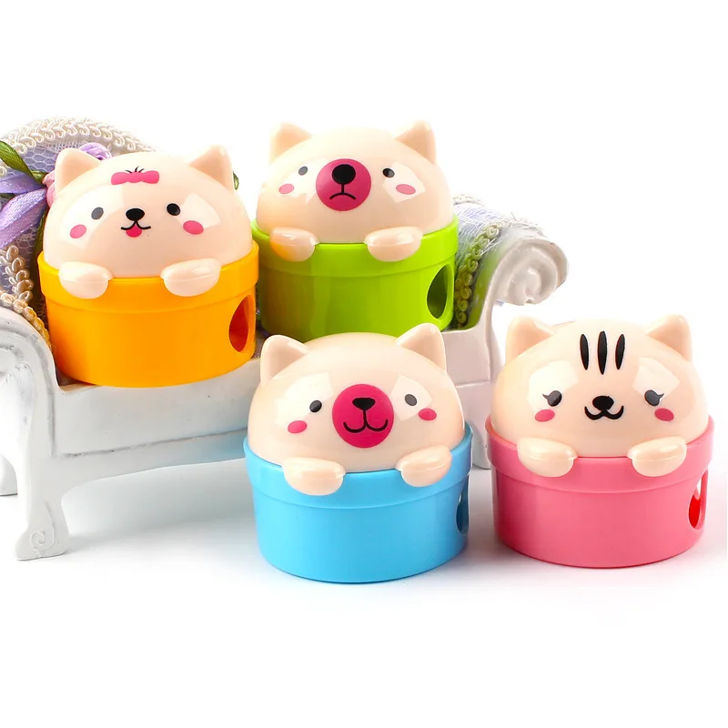 1 Piece Double Holes Cartoon Cat Bear Pig Pencil Sharpener For Kids Student School Office Supply Stationery Gift Ellen Brook