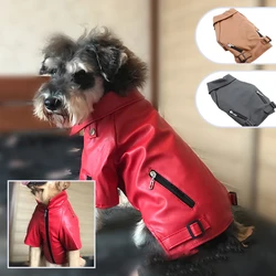 Leather Windproof Dog Jacket with Eagle Embroidery Warm Handsome Pet Clothes Casual Comfortable Coat for Small Medium Large Dogs