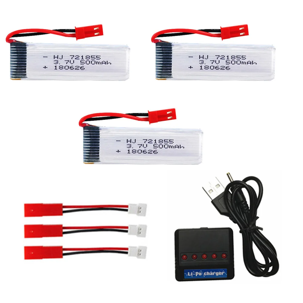 Lipo Battery 3.7V 500mAh with 5in1 Charger for Udi U815A U818A U819A L6052 L6036 V212 V222 H07 RC Battery accessory 721855