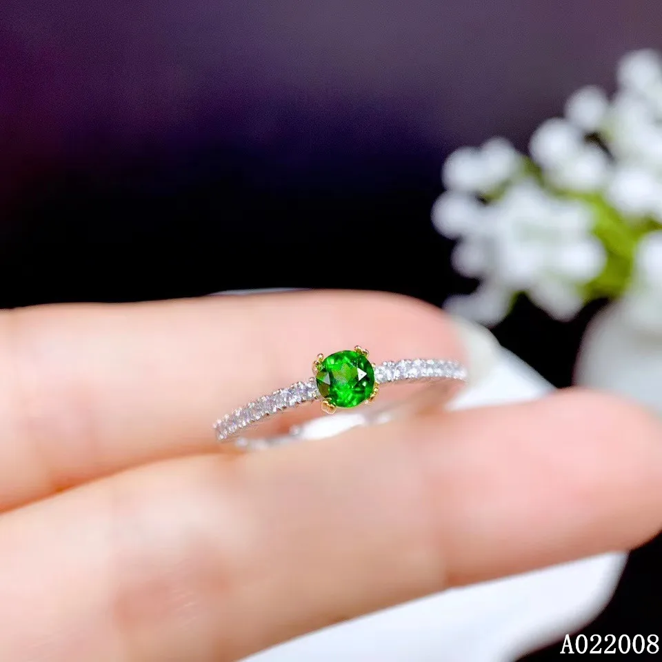 

KJJEAXCMY fine jewelry 925 sterling silver inlaid natural diopside ring new noble female ring support test hot selling