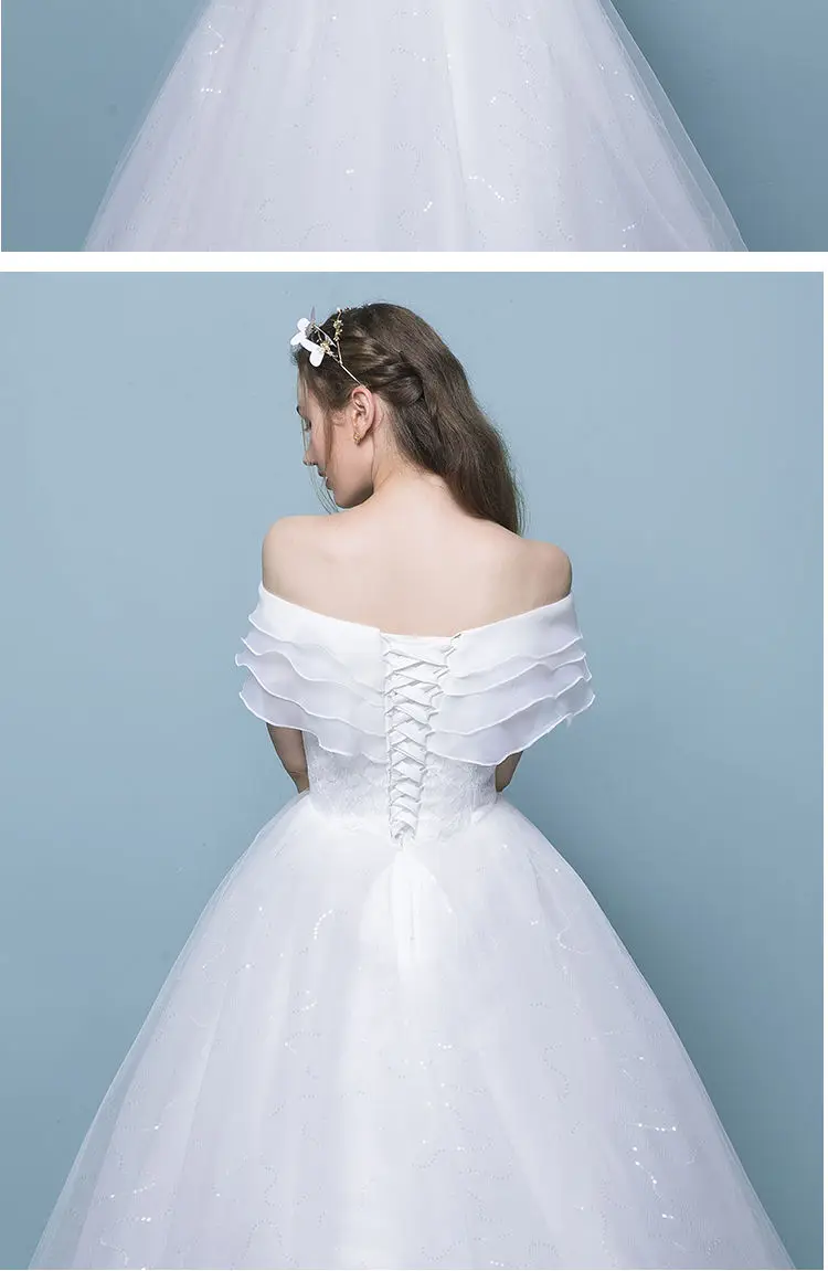 O1094 Prinzessin Lange Hochzeit Kleid Boot-ausschnitt Braut Kleider Für Elegante Frauen Partei Robe Prom Ballkleid Geburtstag Neue Jahr vestido