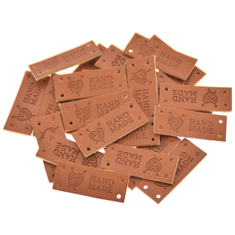 24PCS/lot Letter Pattern Artificial PU Leather Labels Tags DIY Handmade Sewing Craft Clothing Jeans Decoration Accessories