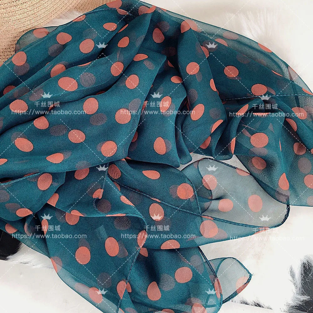 Fashion Dots Printing Chiffon Scarves Georgette Scarf Women 180*70cm Large Long Soft Wrap Scarf Silk Shawl Beach Scarf bandanas