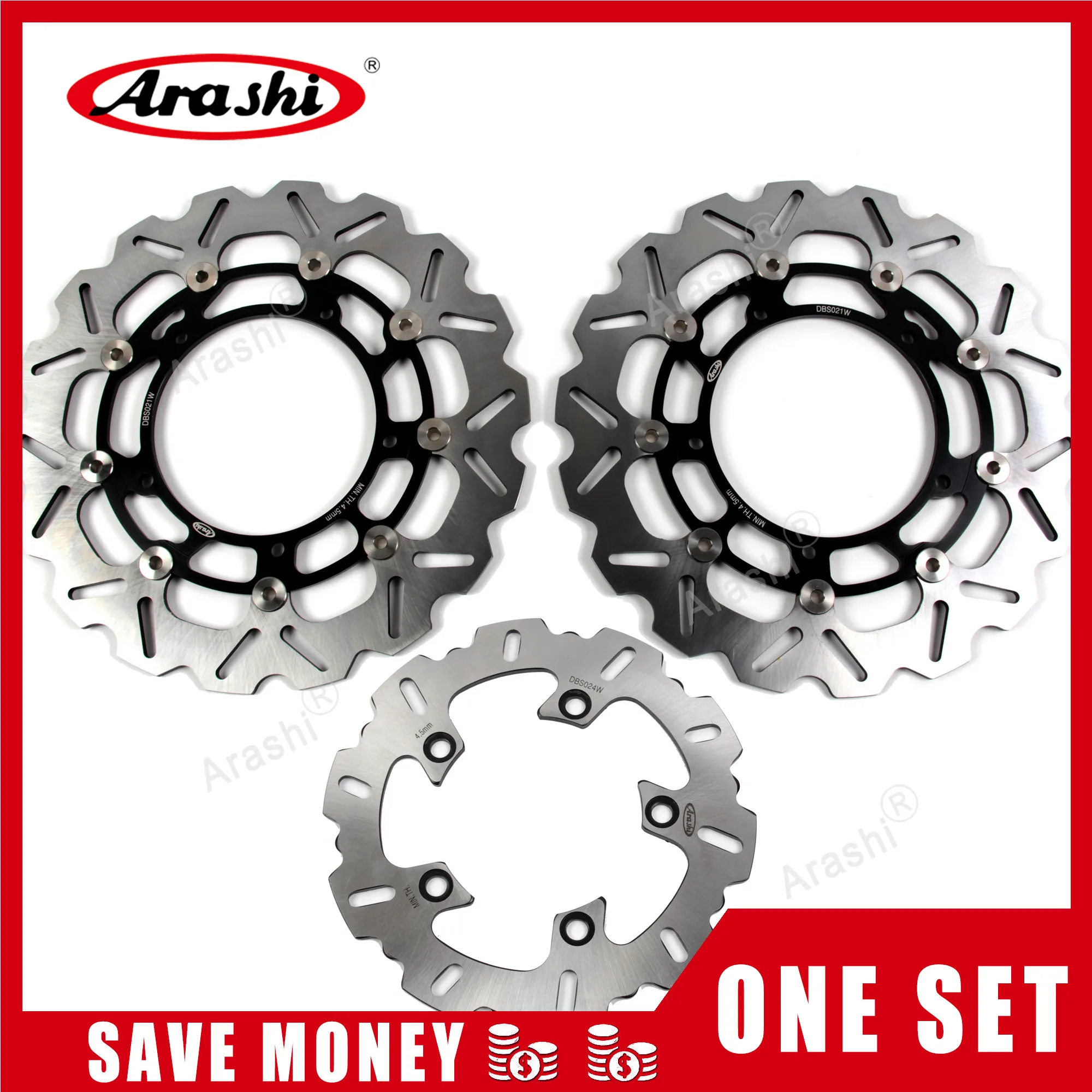 Arashi 1 Set For YAMAHA YZF R1 2007 2008 2009 2010 2011 2012 2013 2014 CNC Floating Front Rear Brake Disc Rotors YZF-R6 05-15