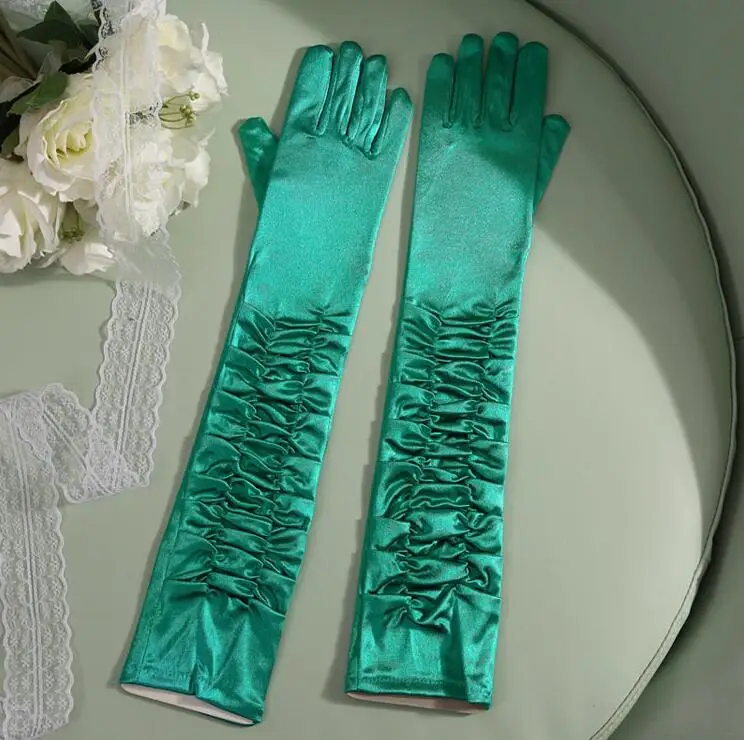 Women's runway fashion elegant long imitation satin gloves female spring summer sunscreen long driving glove 50cm TB871