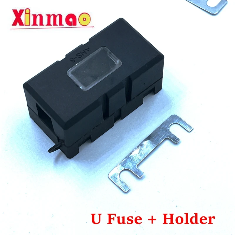 Automobile Flat Type Fuse + Holder Chip Battery Fuse Insert Fork Bolt Type High Current Fuse Chip 30-150A