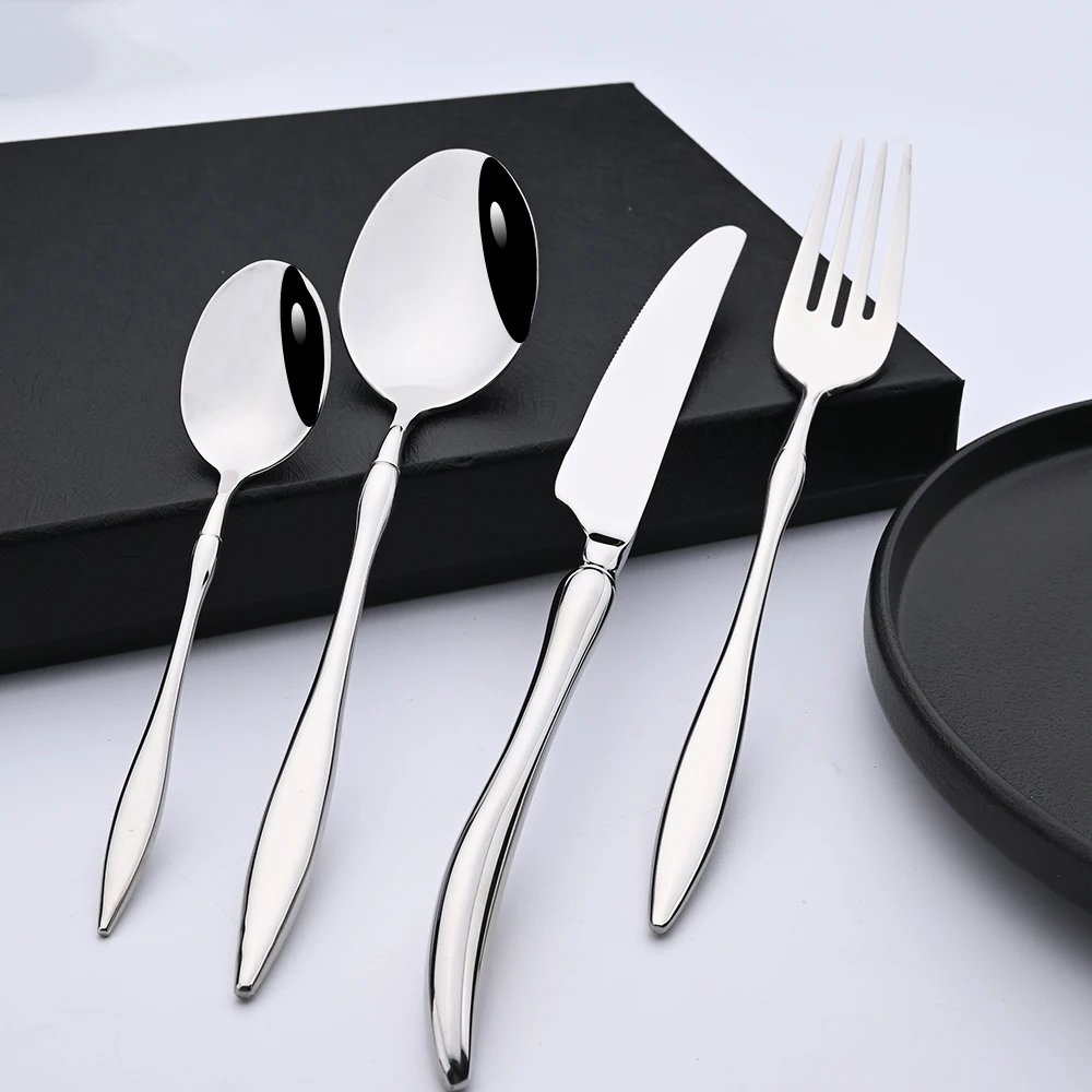 18/10 Dinnerware Vintage Cutlery Set Stainless Steel Mirror Silverware Set Spoons Knife Fork Tableware Home Kitchen Flatware Set
