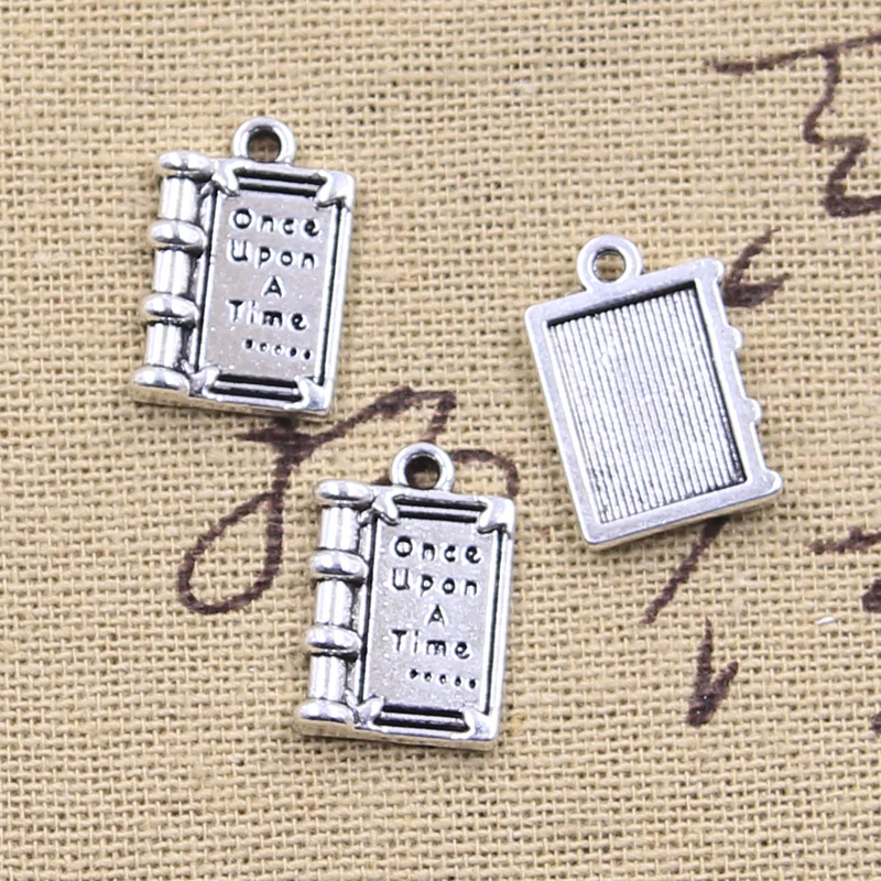 12pcs Charms Fairy Tales Book Once Upon A Time 18x12mm Antique Silver Color Pendants Making DIY Handmade Tibetan Finding Jewelry