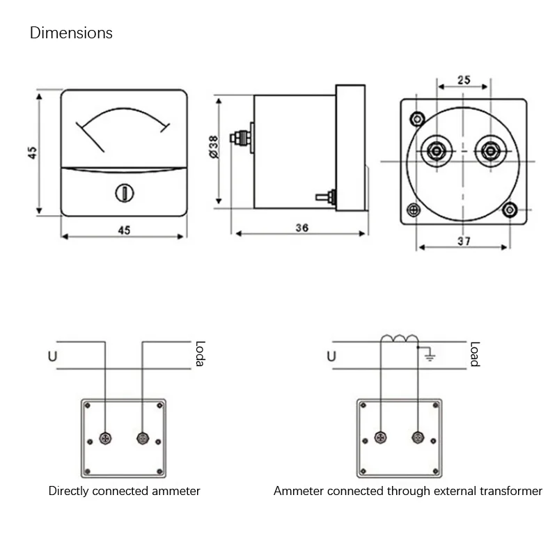 91C4-A Current Meter Gauge Analog DC Ammeter 1A2A3A5A 10A 15A 20mA 30mA 50mA 45*45mm