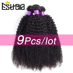 Extensiones de Cabello Humano Rizado Kinky, Paquetes de Cabello Brasileño para Tejer, 9 Piezas/Lote, Extensiones de Cabello Humano Remy de 8-26 Pulgadas