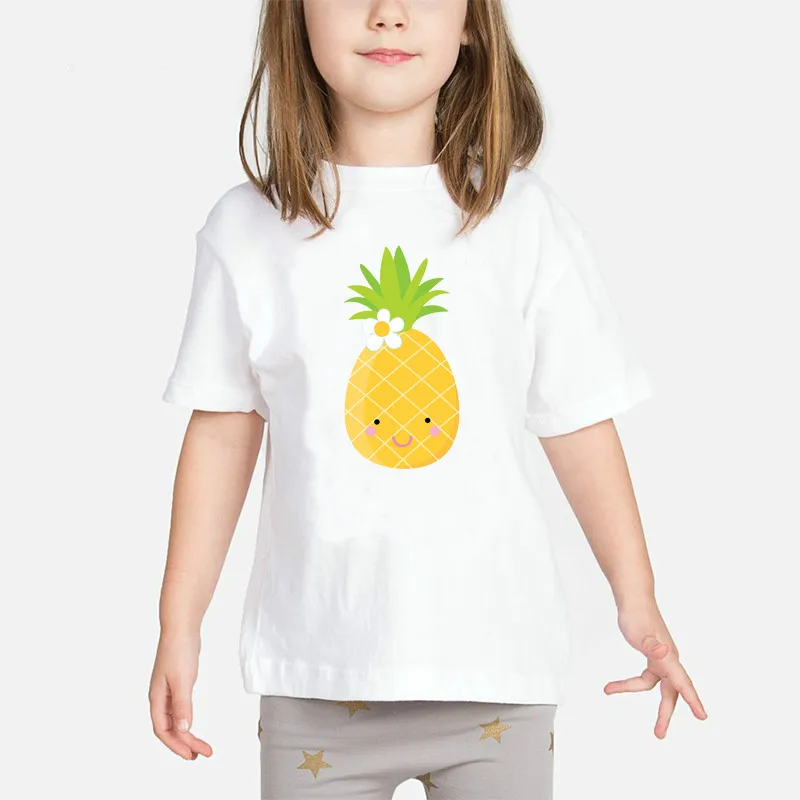 Criança verão topos engraçado fruta abacaxi impressão gráfico t camisas meninas casual t camisa crianças roupas abacaxi tshirts