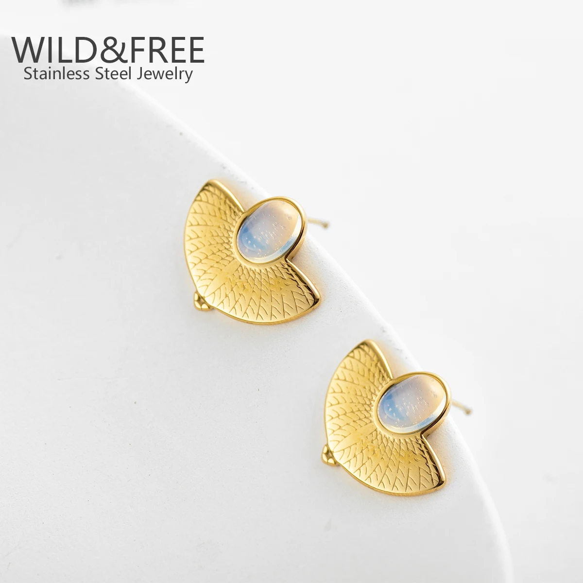 Gold Plated Stainless Steel Earrings Trendy Natural Stone Drop Earrings New Design Metal Geometric Earrings Aros Mujer Gift