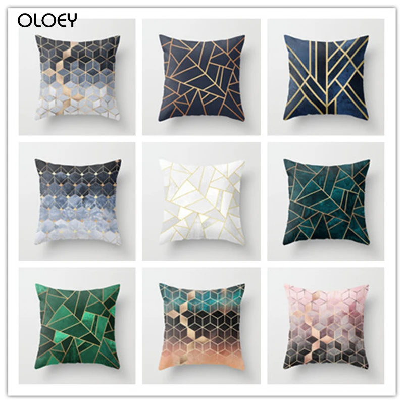 Best Selling Explosion Polyester Fabric Simple Geometric Image Cushion Set Home Hotel Car Seat Decoration Back Cushion Cover  ..