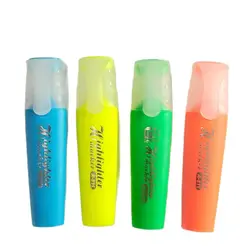 Highlighter Clear View Highlighter with See-Through Chisel, Tank Highlighter, Assorted Colors, 4 Count