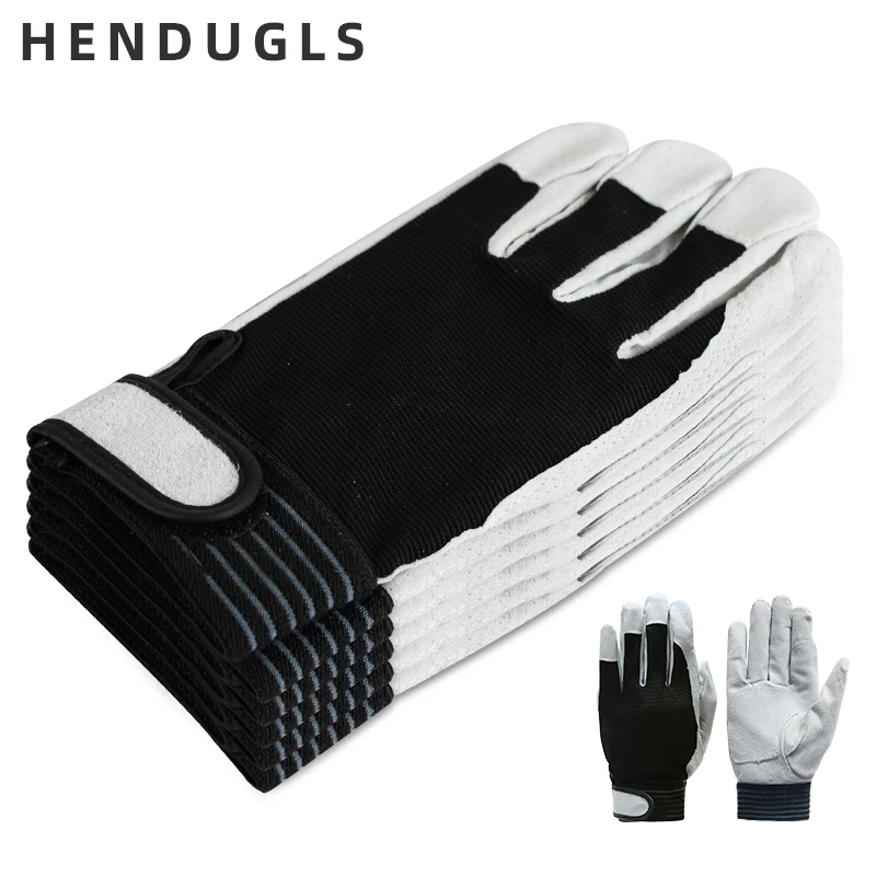 HENDUGLS 5pcs Neutral Ultra-thin Safety Work Gloves Cloth Leather Safety Gloves Driving Gardening Gloves Wear Safety Gloves 310