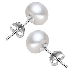 Natural Freshwater Pearl Stud Earrings Real 925 Sterling Silver Earring For Women Jewelry Fashion Gift