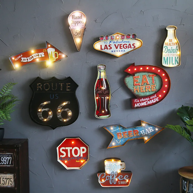 Vintage Las Vegas LED Light Neon Signs for Bar Pub Home Restaurant Cafe Illumination Sign Wall Hanging Decoration LED Signs N052