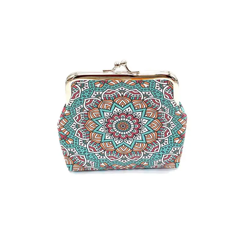 Retro Ethnic Style Printing Women's Coin Purse Geometric Mini Clasp Closure Wallet Coin Pouch Creative Pattern Bags Dropshipping