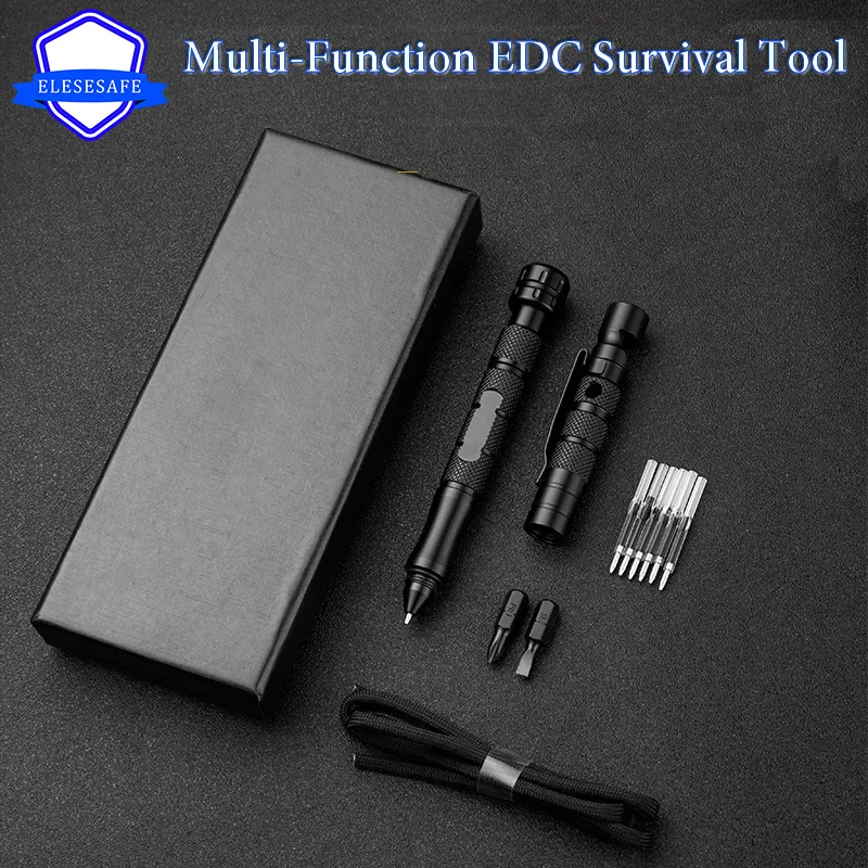 

10In1 Portable Multi-Function Tactical Self Defense Pen Hand Spinner Whistle Screwdriver Glass Breaker Outdoor Survival EDC Tool