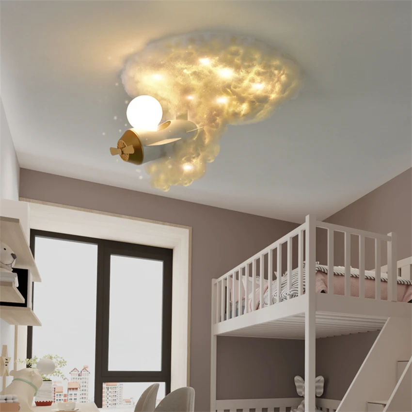 Cartoon cotton aircraft cloud ceiling lights children's room light bedroom Nordic study restaurant