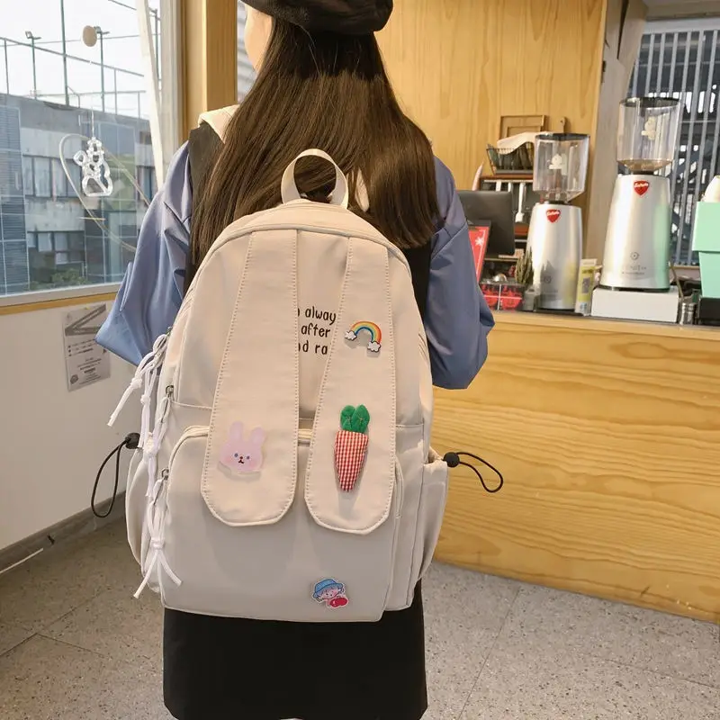 New Long Rabbit Ear Backpack Bag Girl Female Cartoon Anmie Bunny Ear Bagpack Women Teen Schoolbag College Bookbag