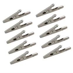 10Pcs 51mm 10A Nickel Plated Iron Alligator Clips Electric Test Clip Cable Lead Probe Crocodile Clamp Silver Tone