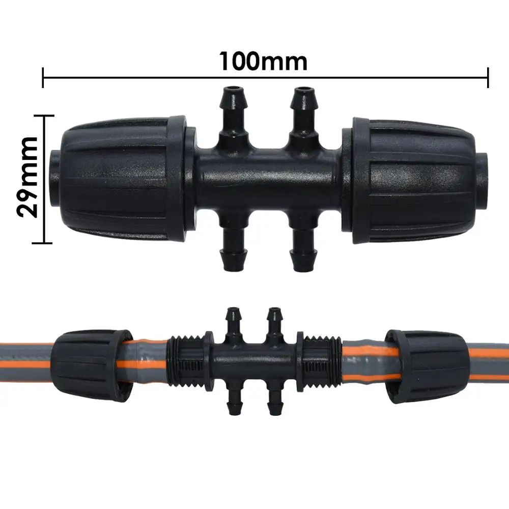 KESLA 16mm to 4/7mm Tubing Connector Garden Flower Irrigation Water Adapter 6-Ways PE Tubing to 1/4'' Micro Hose Connector Joint
