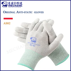 MECHANIC AS02 Anti-static Gloves Elasticity Non-Slip Finger PU coating Carbon Fiber Electronic Work Protective Gloves L/M size